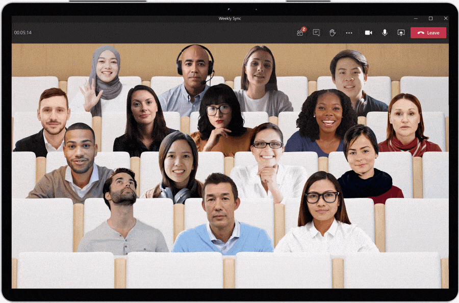 Ein GIF zeigt den Together Mode in Microsoft Teams 