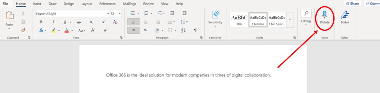 Billedet viser menuen i Microsoft Word-applikationen.