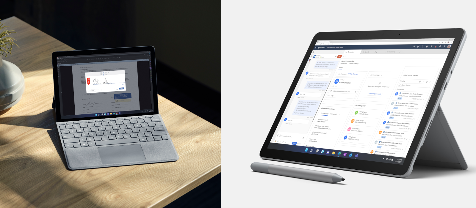 To billeder viser den nye Surface Go 3.