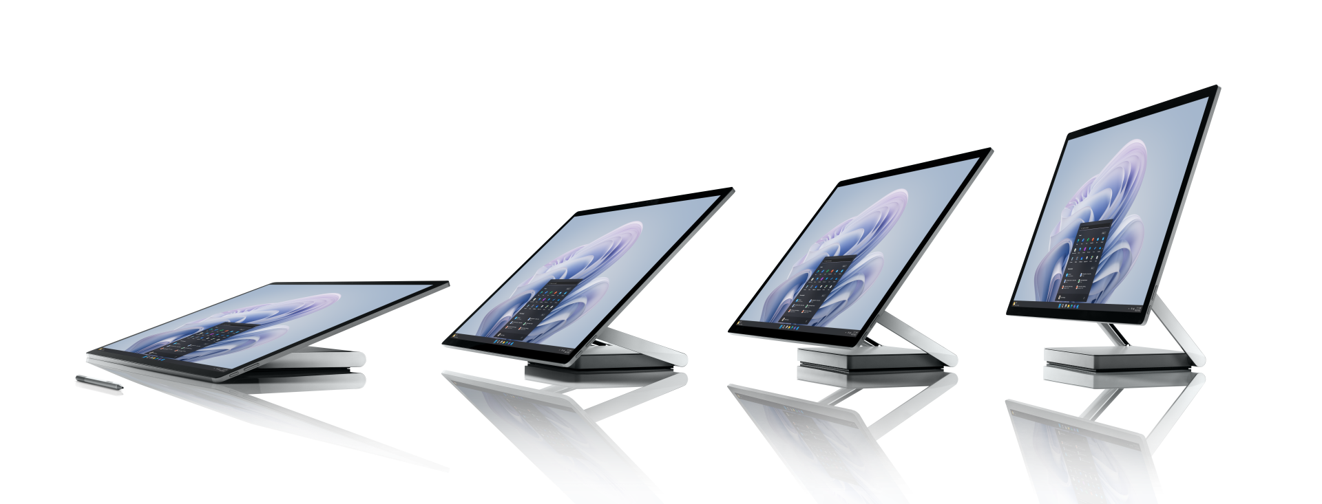 Surface Studio 2+ transforming from flat studio mode into upright desktop mode